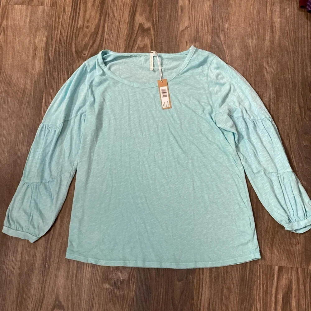 NWT Hello Nite Women’s Small Long Sleeve Aqua Sleep Shirt